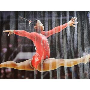 Simone Biles Canvas Print, USA Gymnastics, 24x16" Unframed, Performance Pose